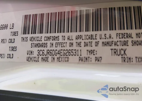 2014 Ram 1500 Tradesman z USA, uszkodzony, nr VIN 3C6JR6DG4EG265311